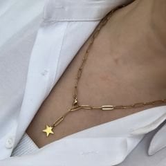 Çelik Yıldızlı Ataç Kolye 50cm