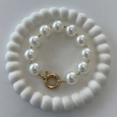 Dümen Kilit Detaylı İnci Bileklik 22cm