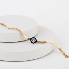 Çelik Taşlı İtalyan Bileklik 22 cm