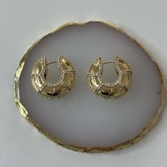 Özel Seri Zirkon Taşlı Boru Halka Küpe 3cm