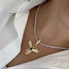 Özel Seri Anka Kuşlu Zirkon Taşlı Su Yolu Kolye 41cm