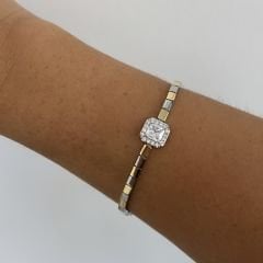 Özel Seri Baget Taşlı Gold- Gümüş Bileklik 19cm