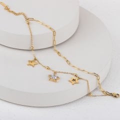 Çelik Taşlı Yıldızlı Bileklik 20cm