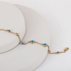 Çelik Nazar Boncuklu Bileklik 21cm