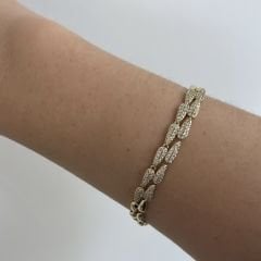 Vip Seri 14k Gold Zirkon Taşlı Bileklik 18cm