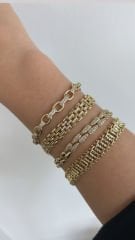 Vip Seri 14k Gold Zirkon Taşlı Bileklik 18cm