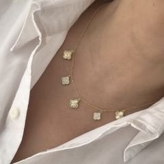 Özel Seri Taşlı Yonca Kolye 45cm