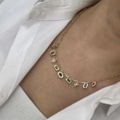 Özel Seri Renkli Zirkon Taşlı Kolye 47cm