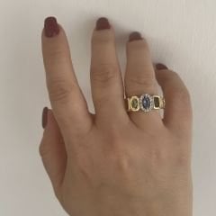 Özel Seri Renkli Baget Taşlı Yüzük (AYARLI)