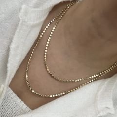 Özel Seri 14K Gold Ezme Zincir Kolye 90cm