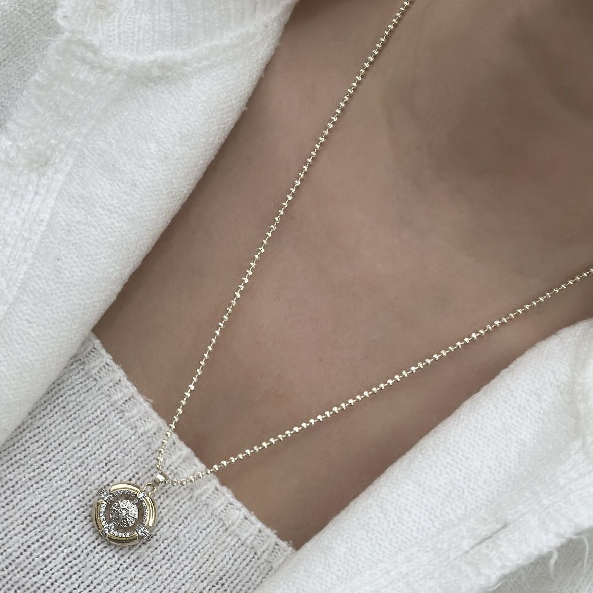 Özel Seri Zirkon Taşlı Madalyon Kolye 55cm