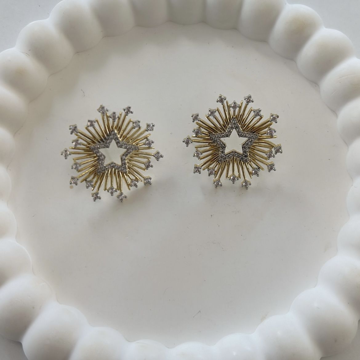 Özel Seri Zirkon Taşlı Yıldız Küpe 2,5cm