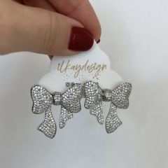 Özel Seri Zirkon Taşlı Fiyonk Küpe 3cm