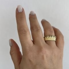 Özel Seri Tırtıklı Taşlı Yüzük (ayarlı)