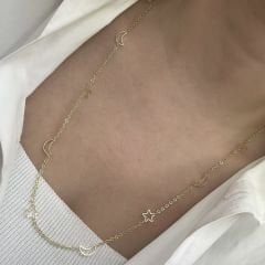 Özel Seri Gold Ay Yıldız Kolye 60cm