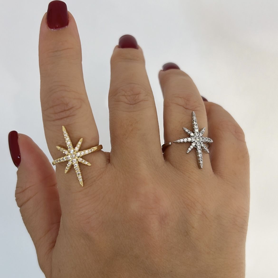 Özel Seri Zirkon Taşlı Kutup Yıldızı Yüzük ( AYARLI)