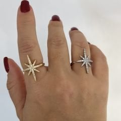 Özel Seri Zirkon Taşlı Kutup Yıldızı Yüzük ( AYARLI)