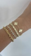 Özel Seri Gold Yonca Bileklik 21cm