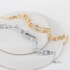 Özel Seri Zirkon Taşlı Zincir Bileklik 21cm