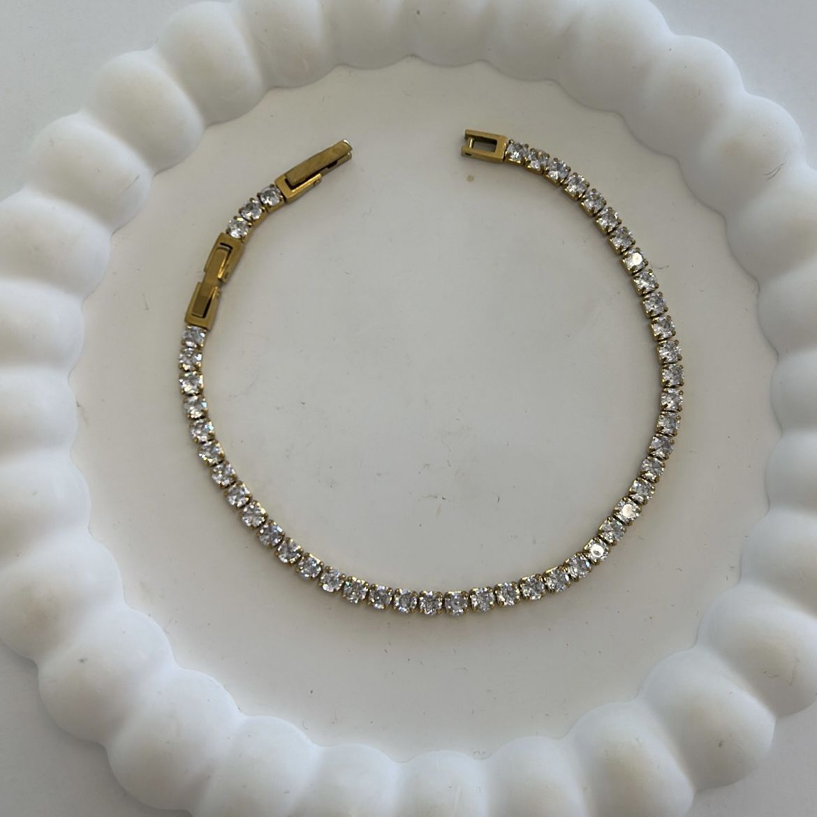 Çelik  Zirkon Taşlı Gold  Su Yolu  19cm