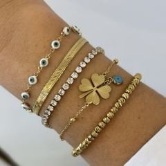 Çelik  Zirkon Taşlı Gold  Su Yolu  19cm