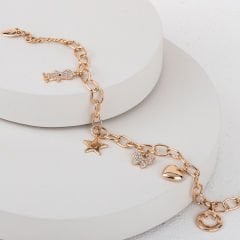 Vip Seri  Zirkon Taşlı Charmlı Bileklik 20cm