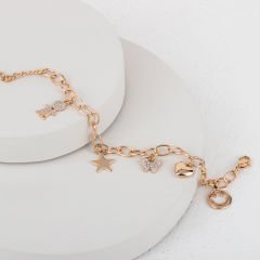 Vip Seri  Zirkon Taşlı Charmlı Bileklik 20cm