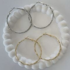 Özel Seri Tırtıklı Halka Küpe 4cm