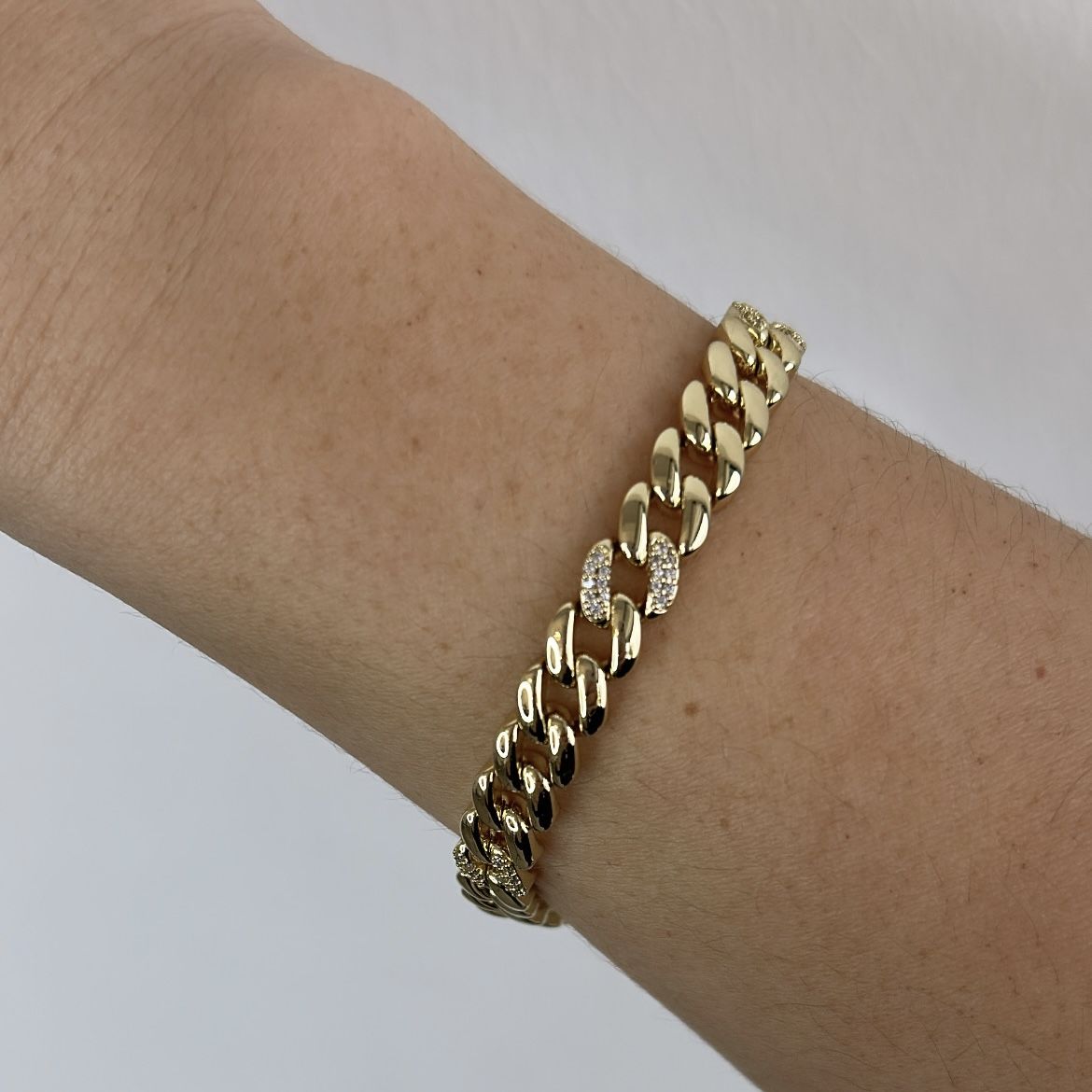 Vip Seri 14k Gold Taşlı Zincir Bileklik 19 cm