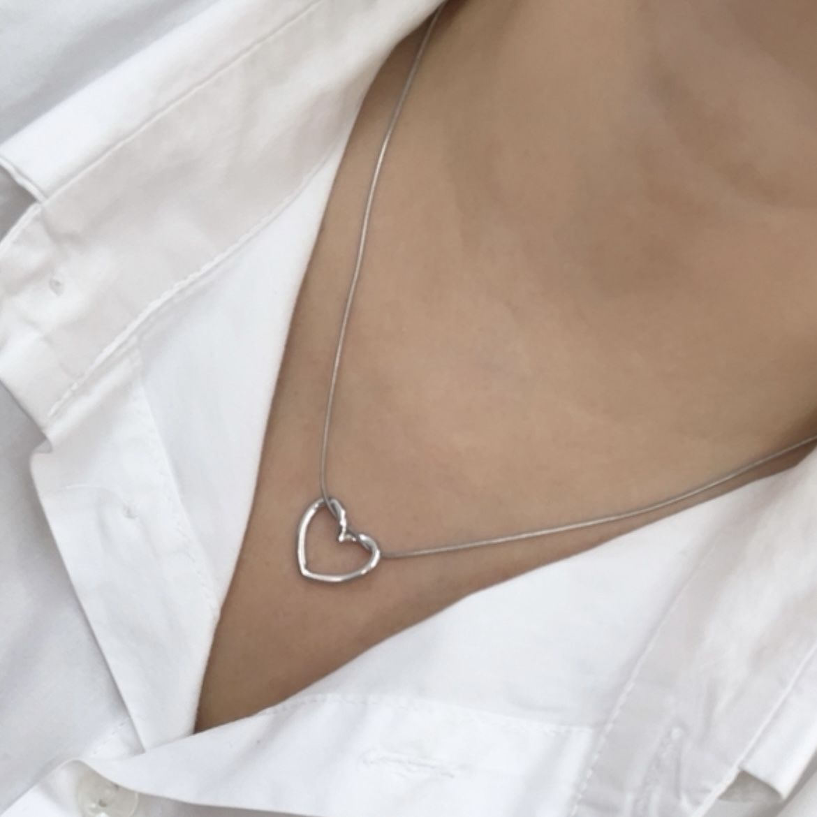 Çelik Kalp Kolye 45cm