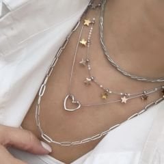 Çelik Kalp Kolye 45cm