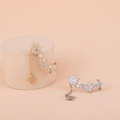 Özel Seri Zirkon Taşlı Kutup Yıldız Kıkırdak Küpe(sol)