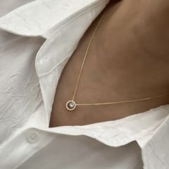 Özel Seri Zirkon Taşlı Daire  Kolye 45cm