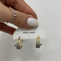 Özel Seri Zirkon Taşlı Yıldızlı Küpe 2 cm
