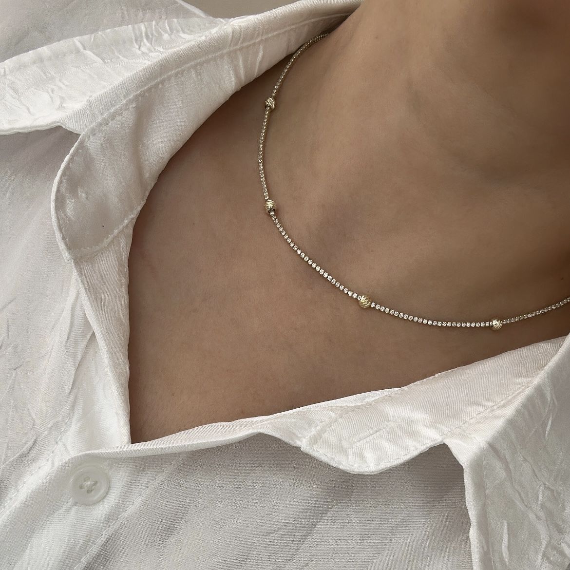 Özel Seri Gold Dorikalı Su Yolu Kolye 45cm