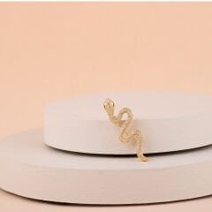 Zirkon Taşlı Snake Broş