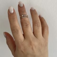 Özel Seri 2'Li Baget Taşlı Serçe ve Eklem Yüzük (AYARLI)