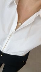 Özel Seri Zirkon Taşlı Asansör Detaylı Gold Kolye 70 cm