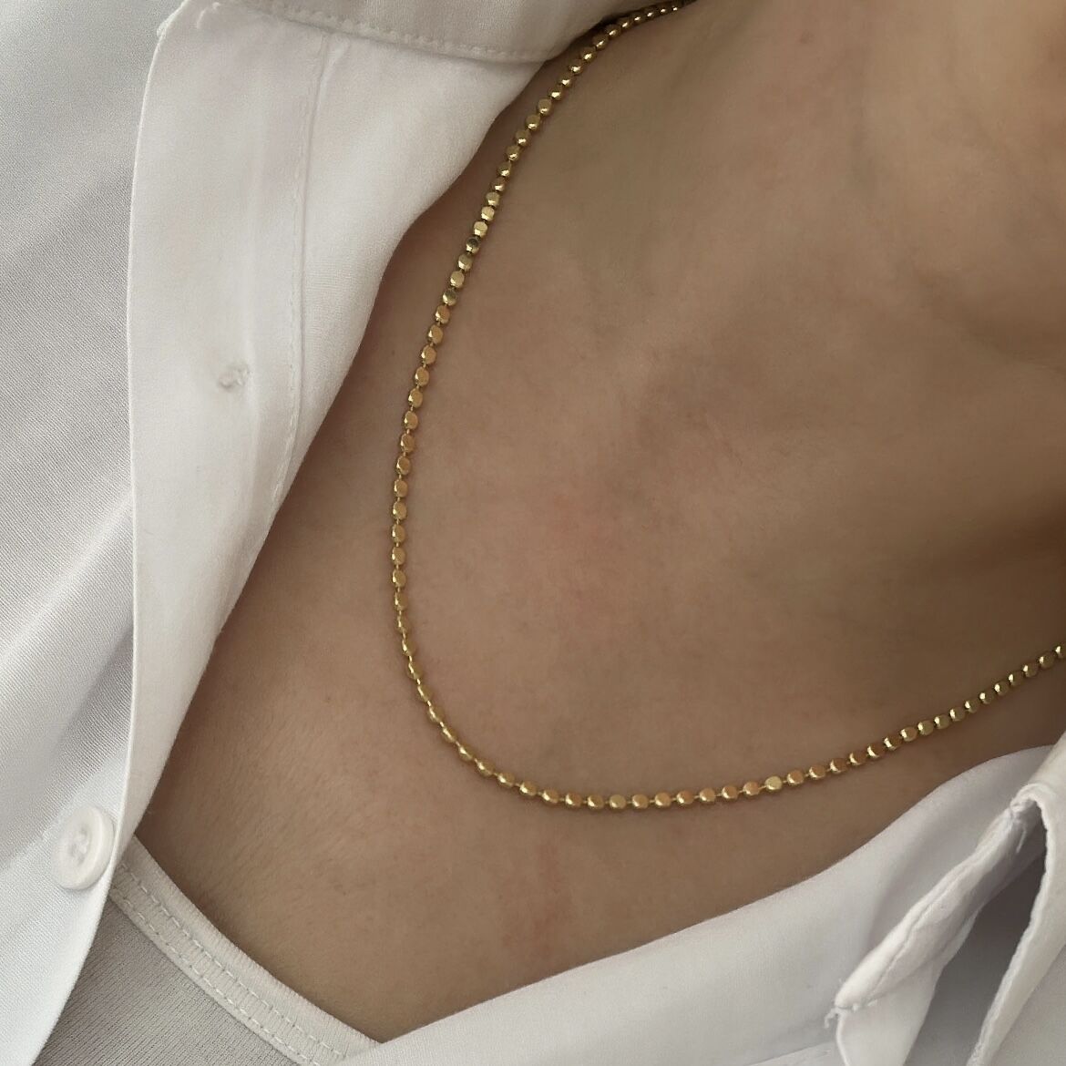 Çelik  Gold Ezme Kolye 45cm