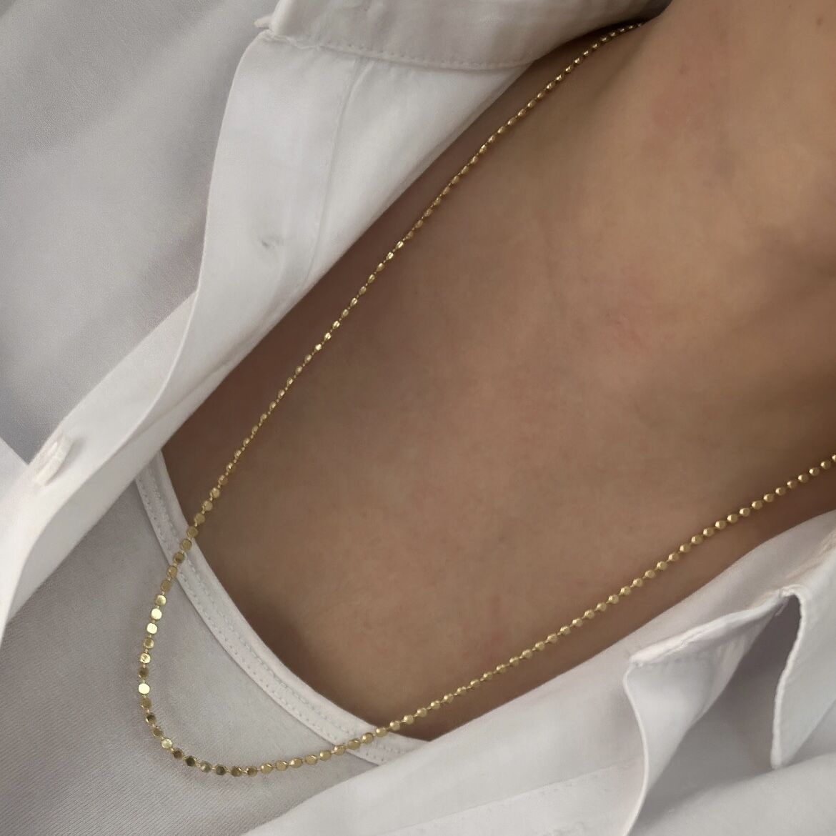 Çelik Gold Ezme Zincir Kolye  65cm