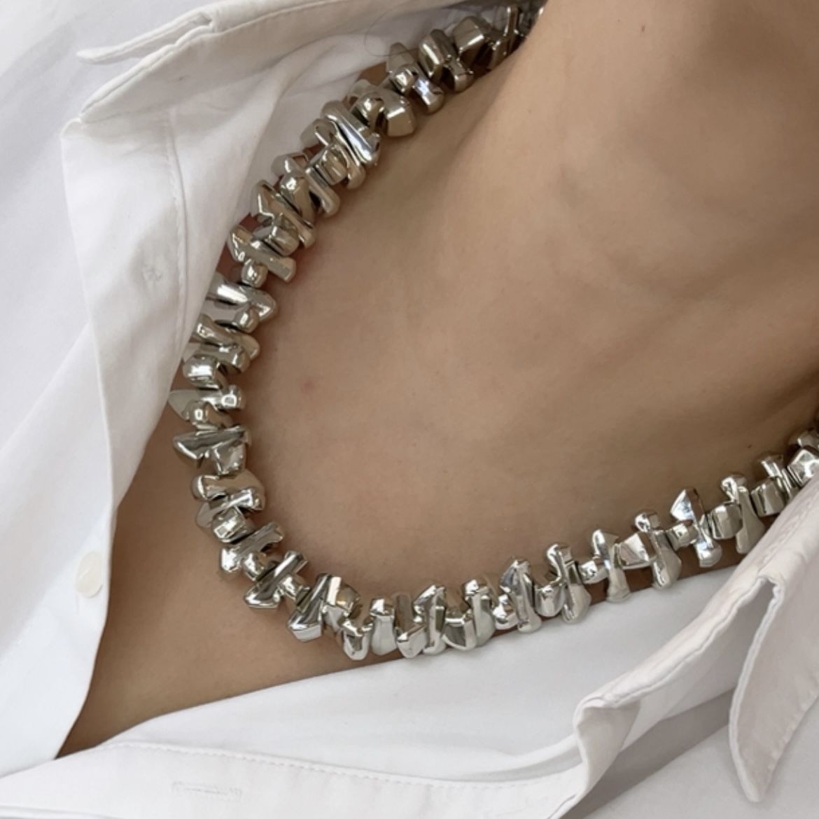 Özel Seri Gümüş Tırtıklı Plaka Kolye 45 cm