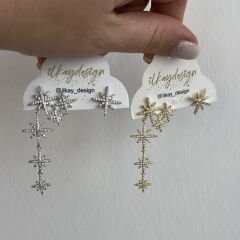 Özel Seri Zirkon Taşlı Kutup Yıldızlı Küpe