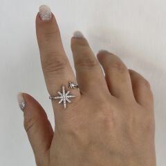 Özel Seri Zirkon Taşlı Kutup Yıldız Yüzük (ayarlı)