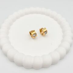 Çelik Kalpli Taşlı Kalın Halka Küpe