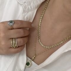 Özel Seri Yeşil Taşlı Serenay Kolye 60cm