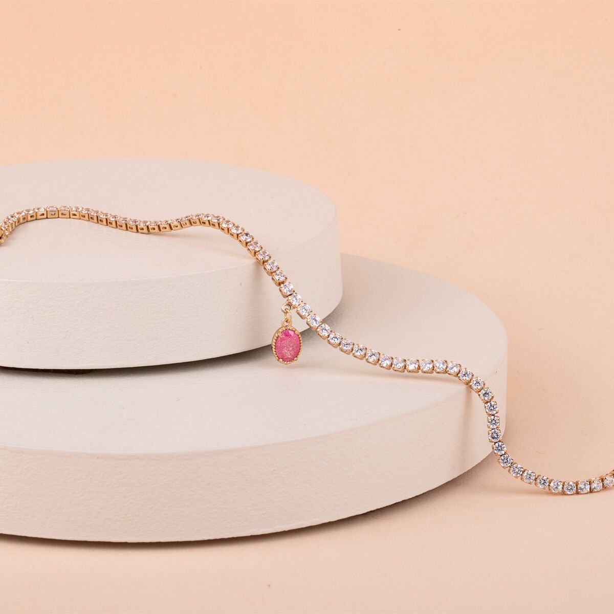 Vip Seri Pembe Taşlı Su Yolu Halhal 25cm
