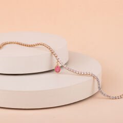 Vip Seri Pembe Taşlı Su Yolu Halhal 25cm