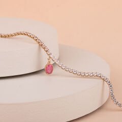 Vip Seri Pembe Taşlı Su Yolu Halhal 25cm