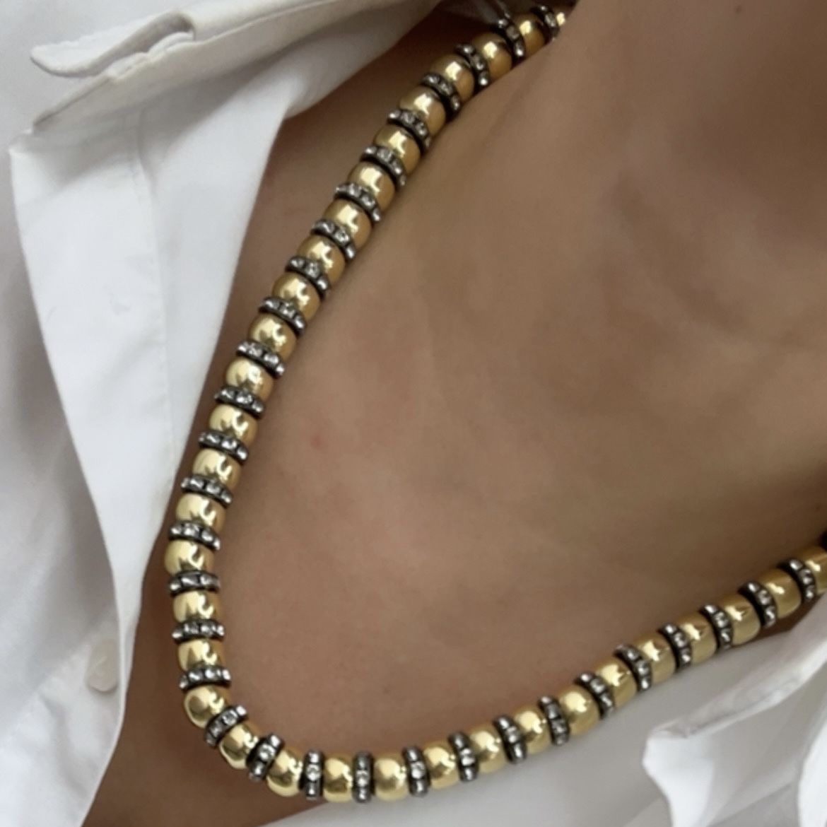 Özel Seri Gold Boncuklu Kolye 45 cm