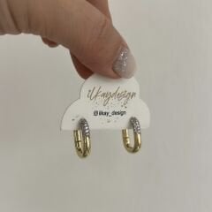 Özel Seri Zirkon Taşlı Oval Küpe 1,5cm